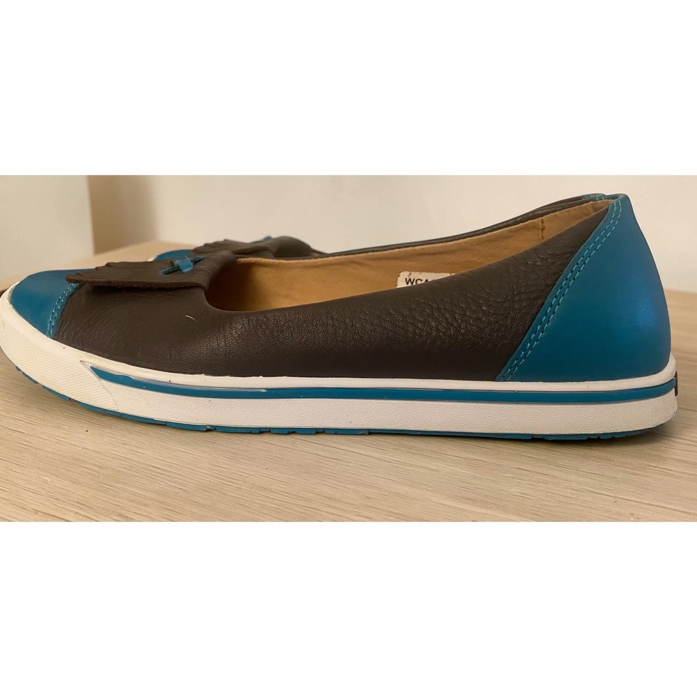 Twisted X Kiltie Fringe Leather Mary Jane SlipOn Brown Teal Women 10 Flat Shoes - Picture 4 of 8